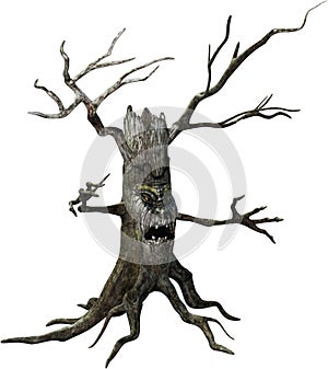 Scary Halloween Tree Monster Isolated