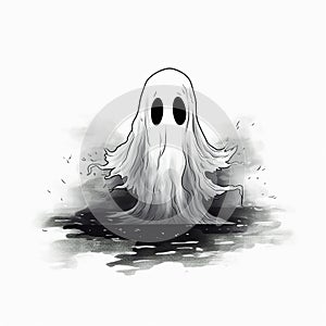 Scary Hand-Drawn Ghost photo