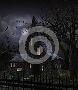 Scary Haunted House Full Moon