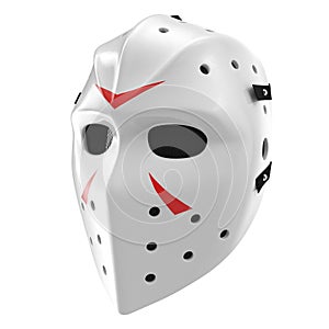 Scary hockey Halloween mask on white. 3D illustration