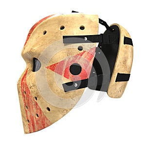 Scary hockey Halloween mask on white. 3D illustration