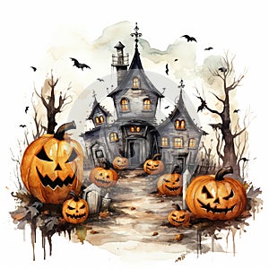 Scary house background ghost background cute halloween cow wallpaper halloween colored background