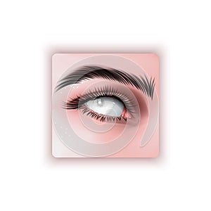 Scary illustration with realistic human eye with white iris, Demonic White eyes, Vector EPS 10 illustration