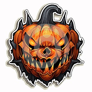 Scary jack o lantern. Halloween illustration. Ai generative