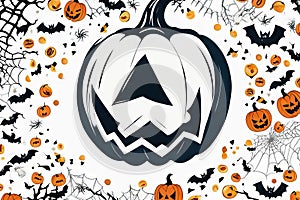 Scary looking Halloween pumpkin, white background