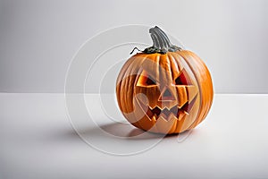 Scary looking Halloween pumpkin, white background