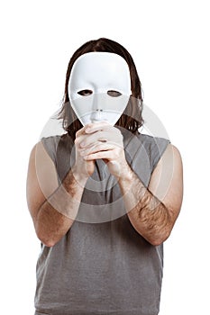 Scary man with white mask