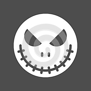 Scary mask face, Halloween character set icon, flat design