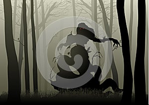 Scary Monster In Dark Woods photo