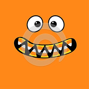 Scary monster face emotions. Vampire tooth fang.