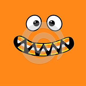 Scary monster face emotions. Vampire tooth fang. photo