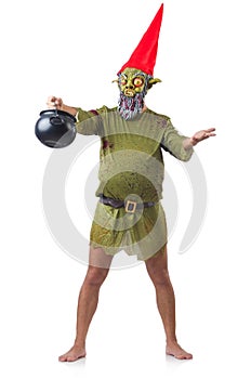 Scary monster with pot of meals isolated