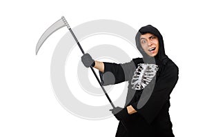 Scary monster with scythe isolated