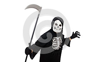 Scary monster with scythe isolated
