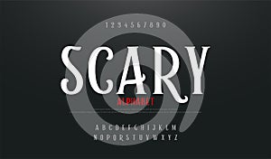 Scary movie alphabet font. Typography horror designs concept. vector illustration