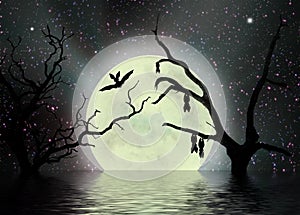 Scary night, fantasy background