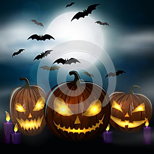 Scary night Halloween illustrationl