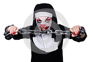 The scary nun in halloween concept