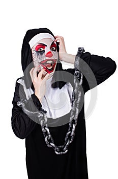 The scary nun in halloween concept