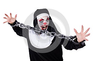 The scary nun in halloween concept