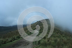 A scary path leading into the clouds and darkness