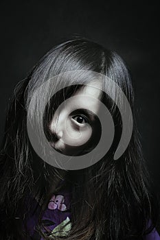 Scary portrait of japanese woman