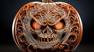 Scary pumpkin carving in black color background