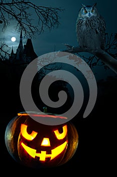 Scary pumpkin on Halloween nigh