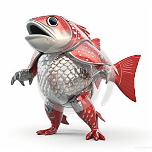 Scary Red Fish With Silver Body Parts