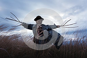 Scary scarecrow in a hat