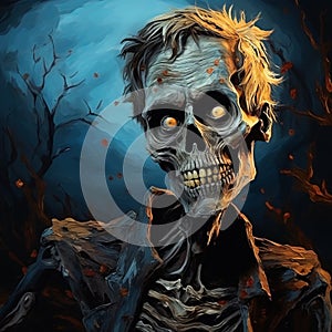 Scary Skeleton A Digital Art Masterpiece With Iconic Pop Culture Caricatures photo