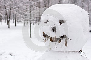 Scary snowman from a horror movie