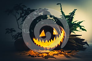 Scary traditional smiley pumpkin lantern