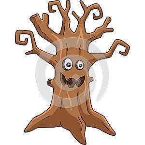 Scary Tree Halloween Cartoon Colored Clipart