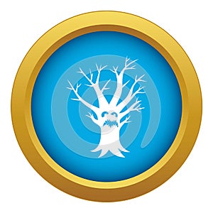 Scary tree icon blue vector isolated