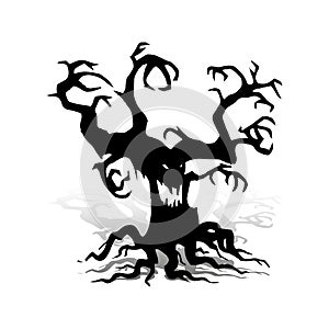 Scary tree without leaves, design for the holiday of Halloween,