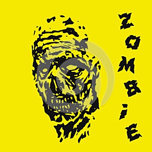 Scary zombie head. Vector illustration.