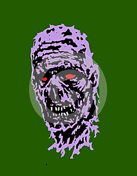 Scary zombie head. Vector illustration