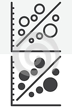 Scatter plot line and solid icon set pack, different style