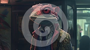 scatterbrained whiny experienced toad, digital art illustration, Generative AI