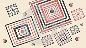 Scattered Abstract Concentric Square Geometric Patterns, vector design Generative AI