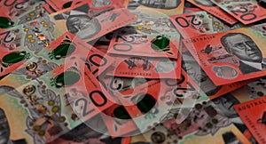 Scattered Australian Dollar Banknote Pile