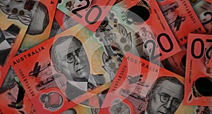 Scattered Australian Dollar Banknote Pile