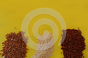 Scattered buckwheat, Poltava, rice grits three tracks