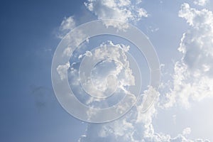 Scattered cloud clusters in a blue sky