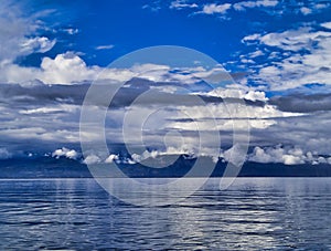 Scattered Clouds Over Peloponnese Mountains on Dull Morning