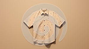 Scattered Composition Tan Shirt With Extruded Design photo