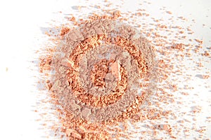 Scattered crumbs of face powder or eye shadow, makeup concept