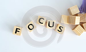 Scattered cubes with text Focus on a light table.