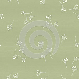 Scattered dandelion seamless background pattern repeat in green monotone